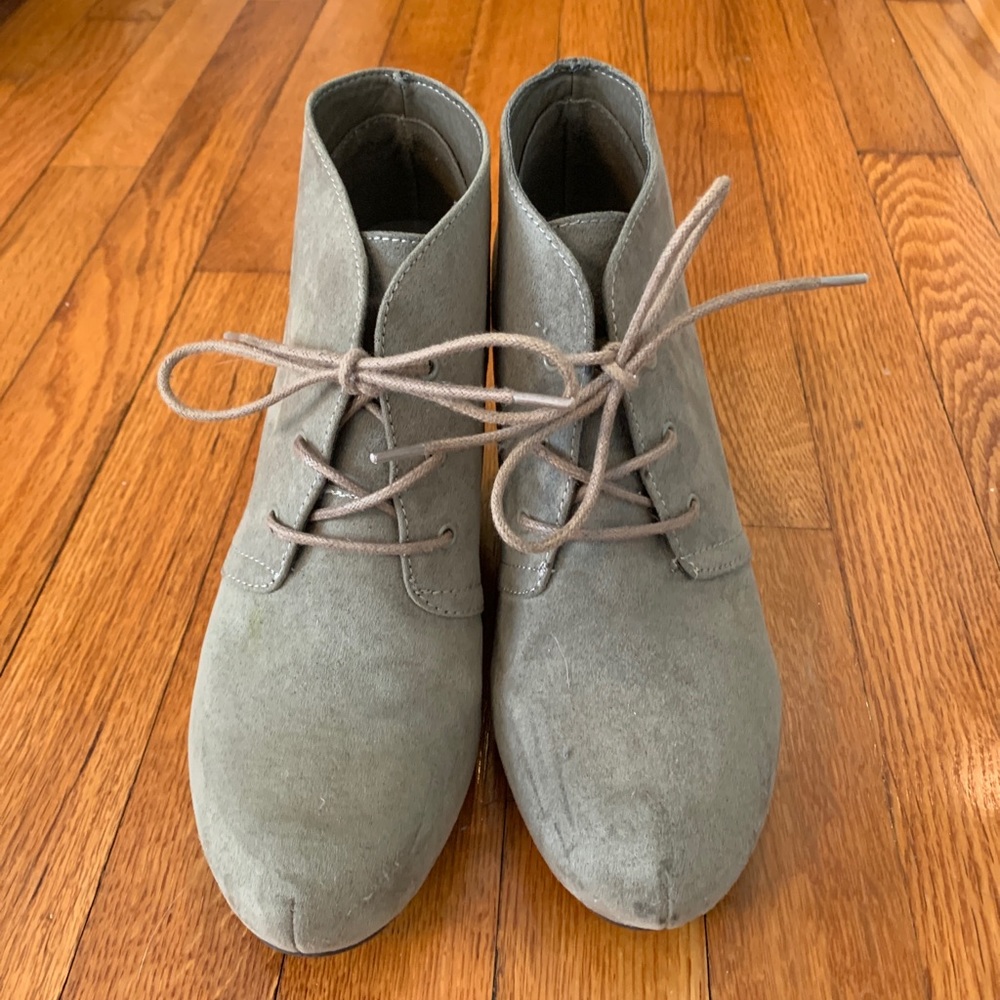 Tan Suede Wedge Booties